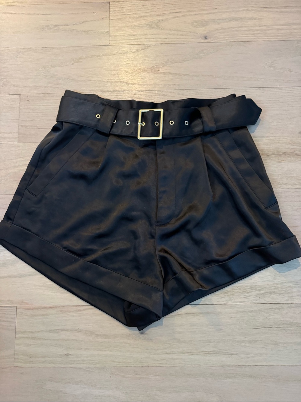Generation Love Black Satan Belted Women’s Shorts